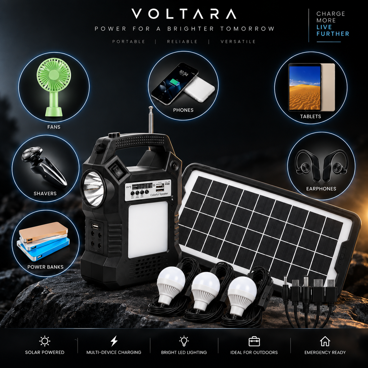 VOLTARA Portable Solar Power & Lighting Station